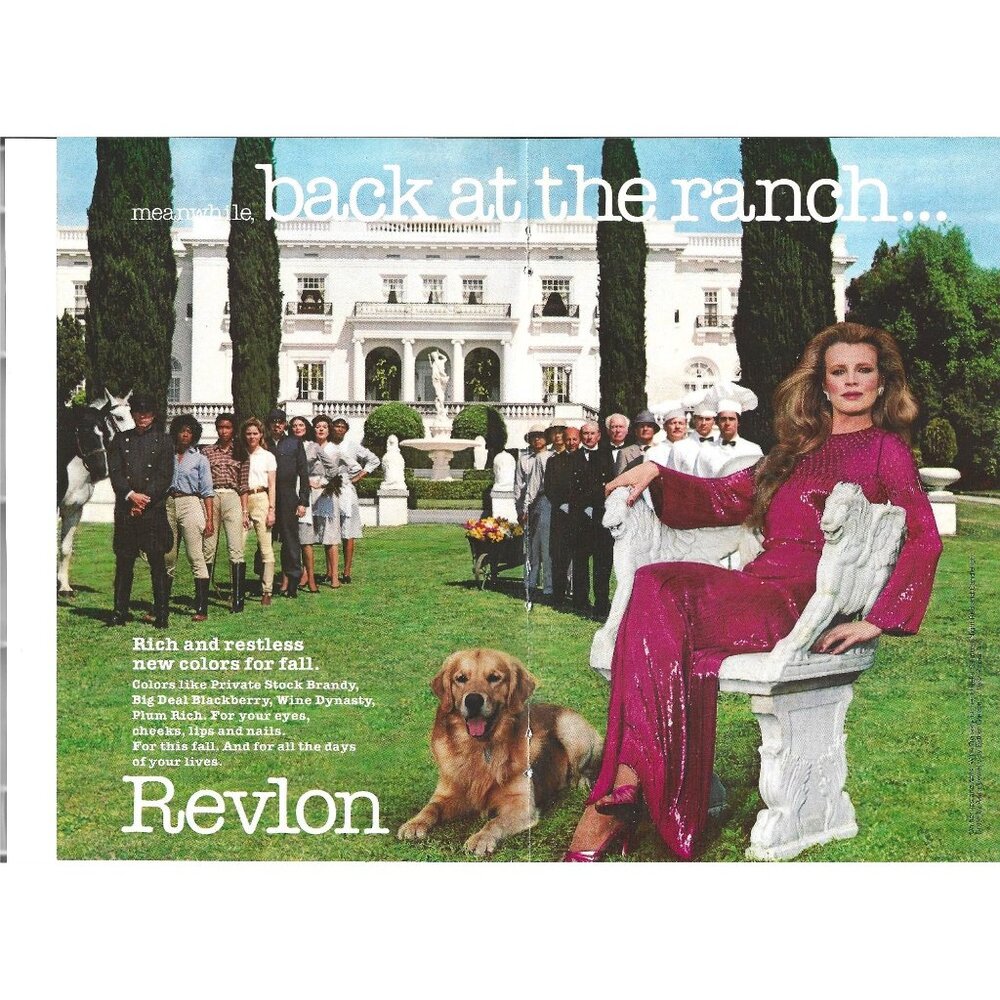 Back on the Ranch Revlon makeup AD1980s Vintage Print Ad 2 PAGE 11 inch